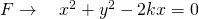 F \to \quad x^2+y^2-2kx=0