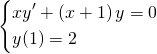 \displaystyle \begin{dcases}xy'+\left ( x+1 \right )y=0 \\ y(1)=2 \end{dcases}