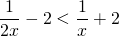 \displaystyle \frac{1}{2x}-2< \frac{1}{x}+2
