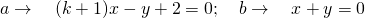 a\to \quad (k+1)x-y+2=0; \quad b\to \quad x+y=0