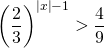 \displaystyle \left ( \frac{2}{3} \right )^{\left | x \right |-1}> \frac{4}{9}