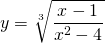 \displaystyle y=\sqrt[3]{\frac{x-1}{x^{2}-4}}