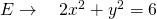 E \to \quad 2x^2+y^2=6